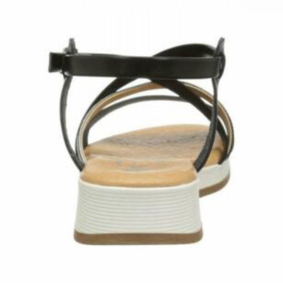 NEW Eric Michael Women Meredith Black Reptile Embossed Pewter Chunky Slide Strap - Picture 5 of 7